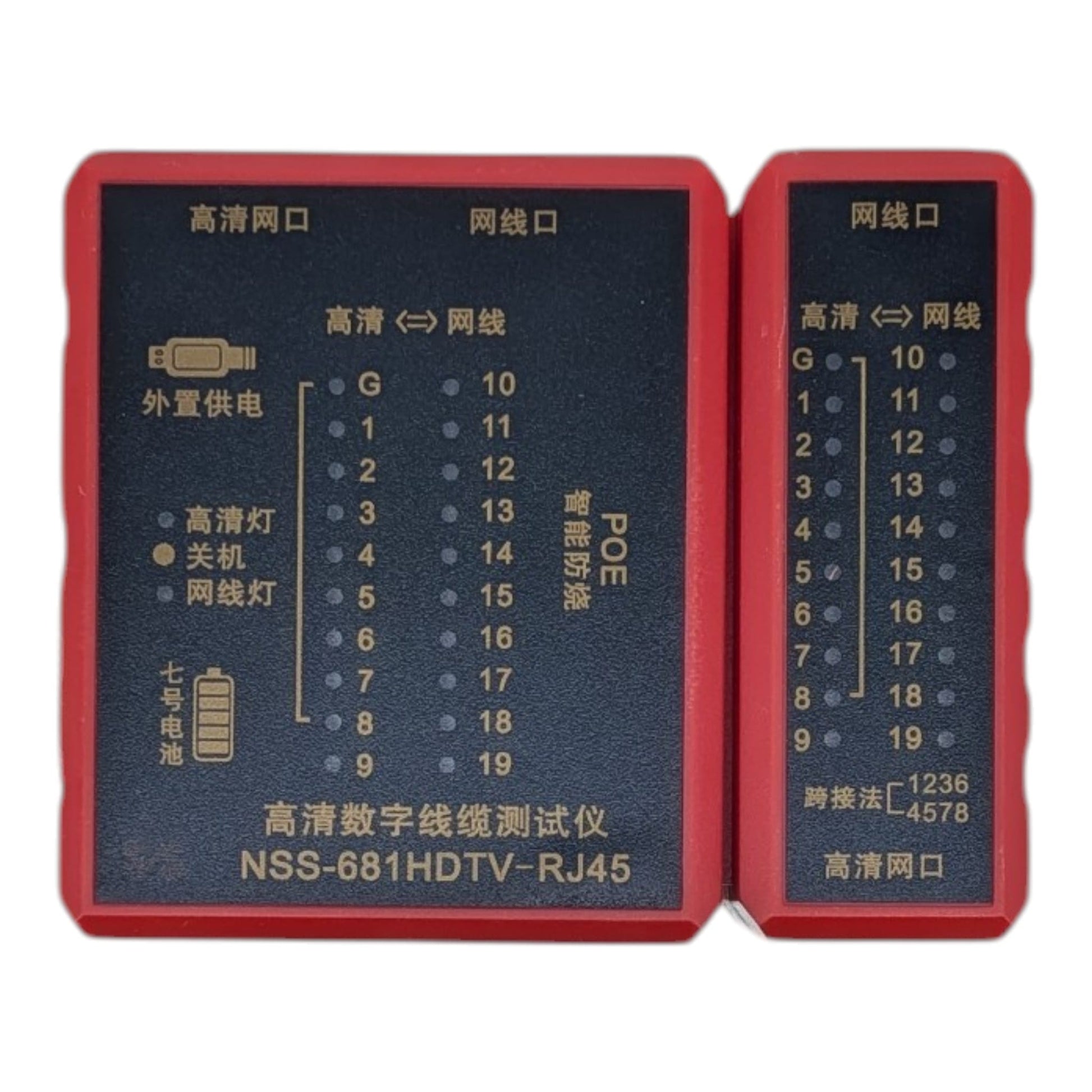NSS-681HDTV-RJ45 二合一 HDMI 及 RJ45 網絡線測試儀，具備 POE 智能防燒保護，是香港 IT 及影音工程人員必備工具。