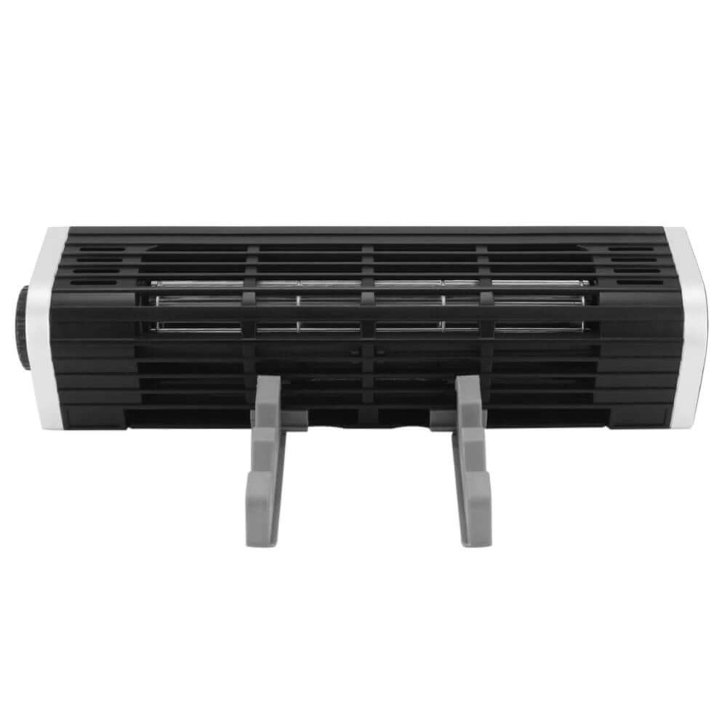 Front view of the Olmaster CF-1691 USB cooling fan with its two gray adjustable stands extended.