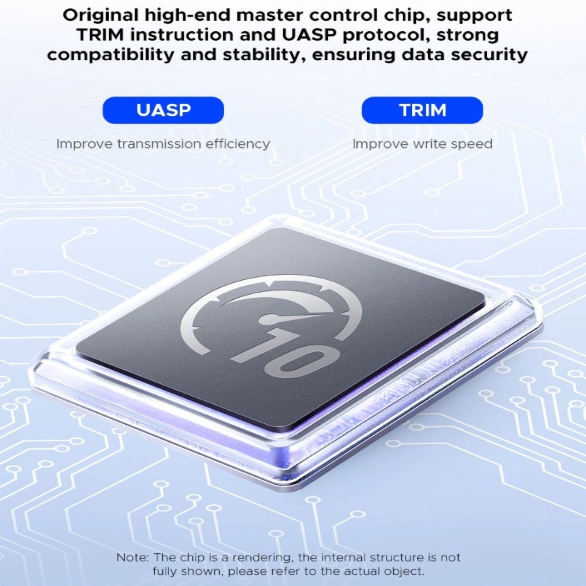 High-end master control chip supporting UASP and TRIM for stable and secure data transmission.