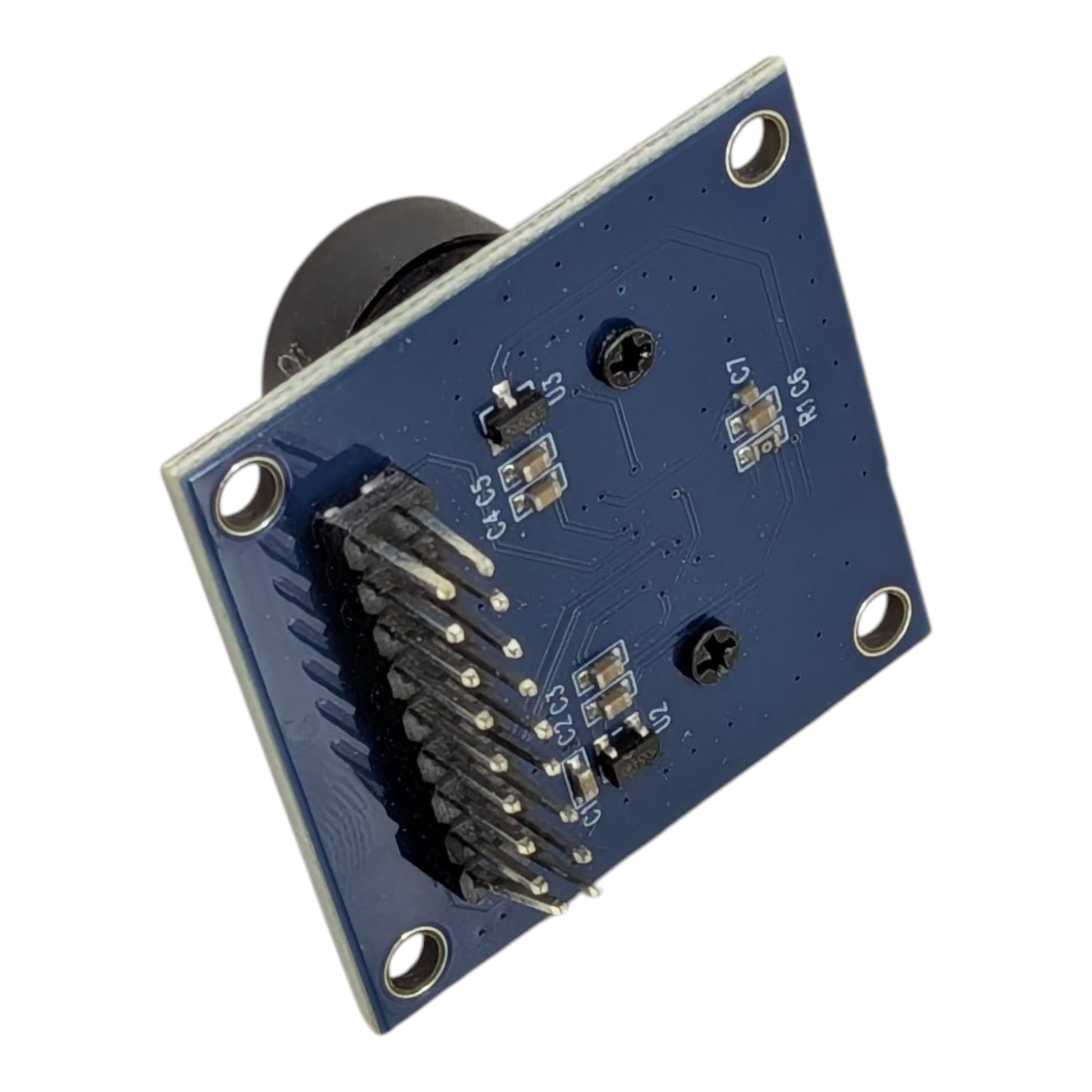 Back view of the OV7670 camera sensor board showing the 18-pin header configuration for easy integration with microcontrollers.