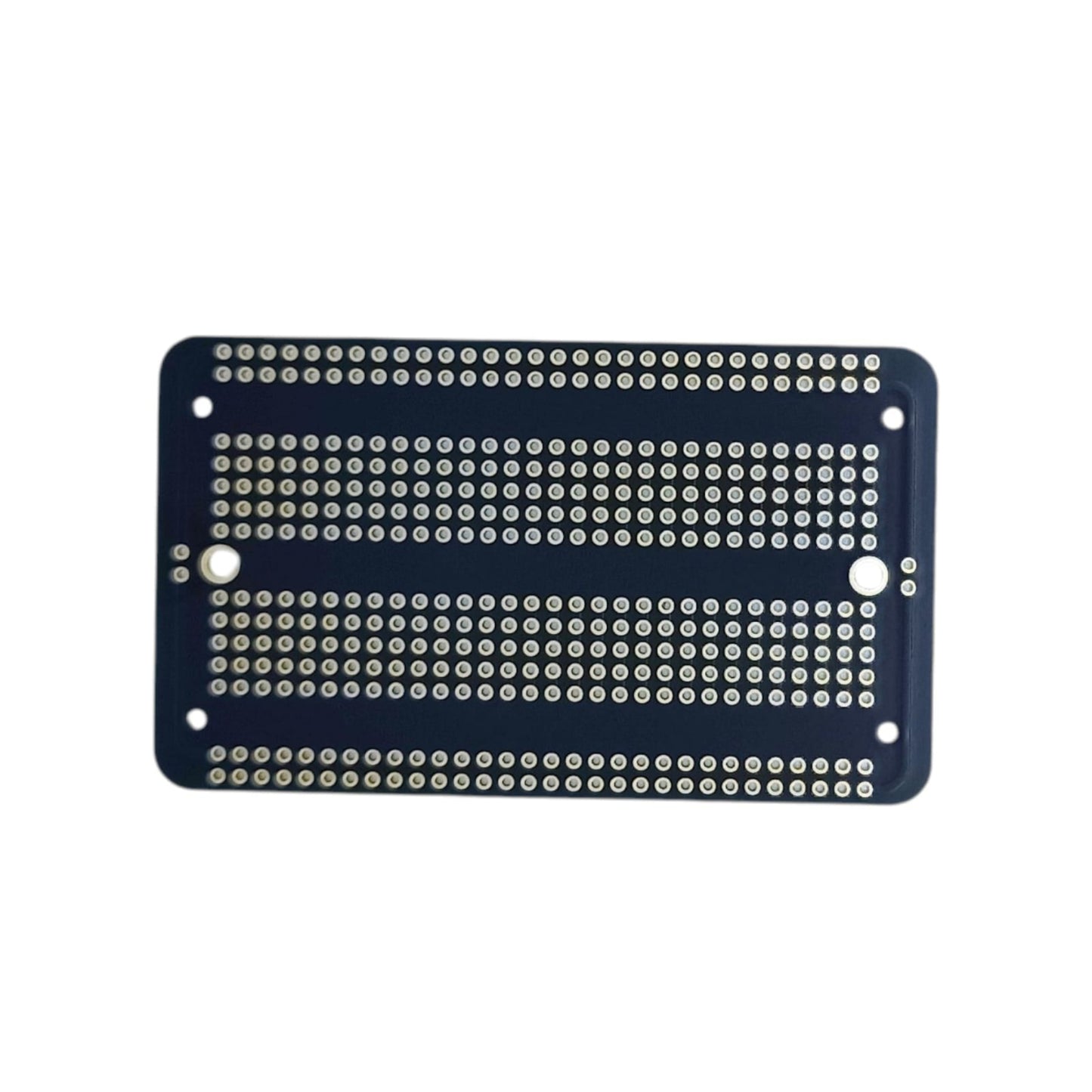 Back view of 52×90mm PCB with pre-routed traces simulating real breadboard connections.