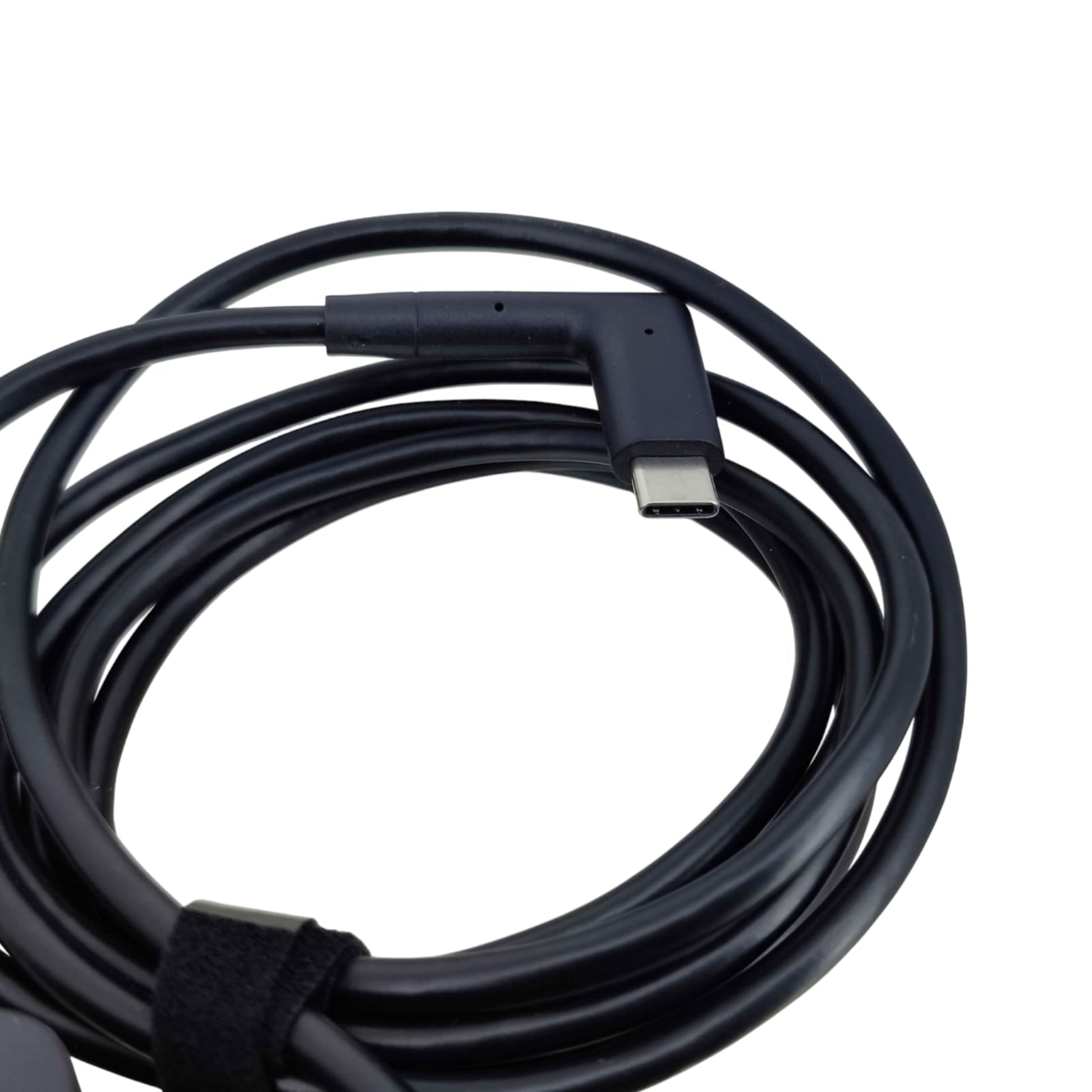 Close-up view of Peloton 65W adapter’s right-angle (90°) USB-C connector.