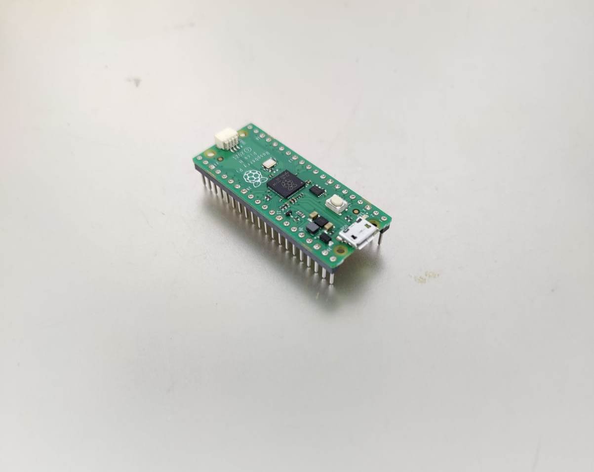 Raspberry Pi Pico H microcontroller board with headers, featuring the RP2040 chipset for versatile project development.