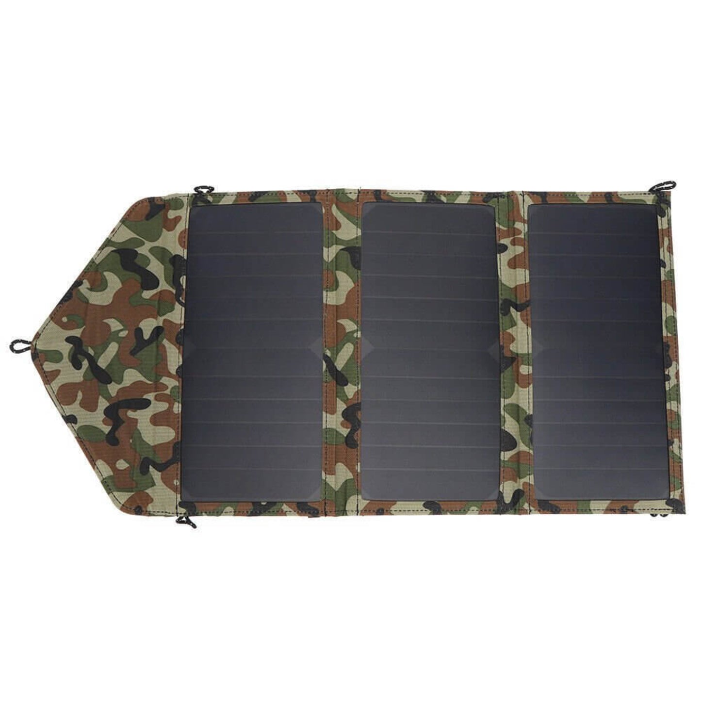 Portable 21W folding solar panel charger for outdoor use and camping.