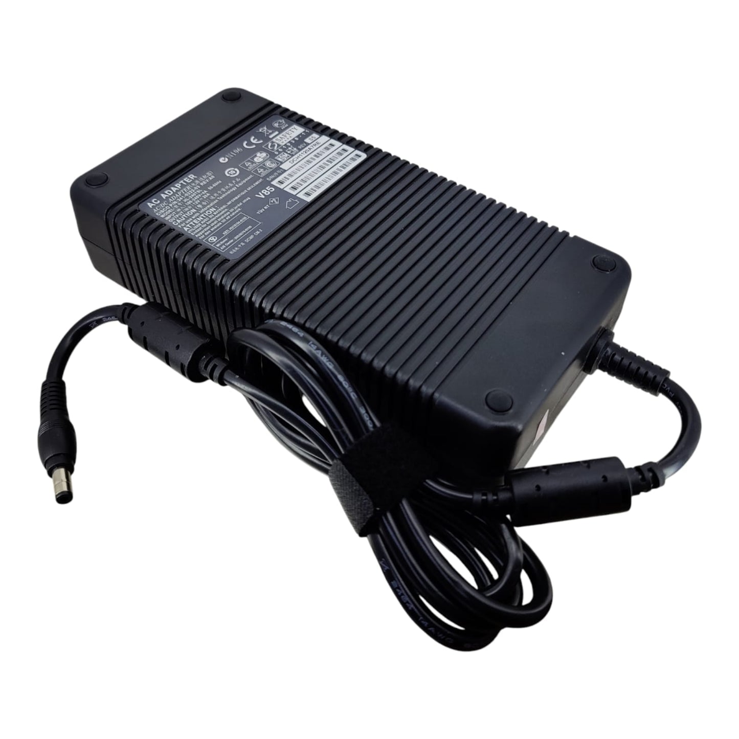 Label showing 12V 20A output specifications.