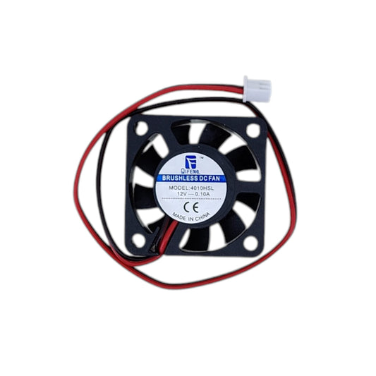 Front view of Qifeng 4010HSL 40mm 12V brushless DC cooling fan showing fan blades and label.