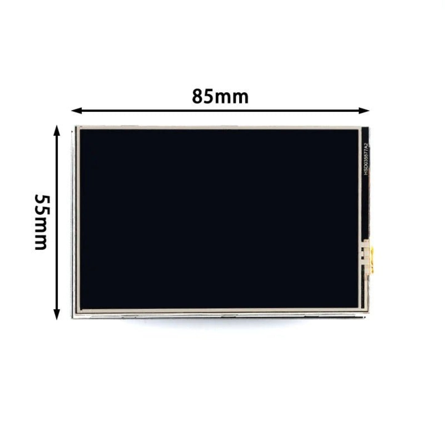 3.5 inch MHS Raspberry Pi LCD display dimensions 85mm x 55mm for touchscreen applications.