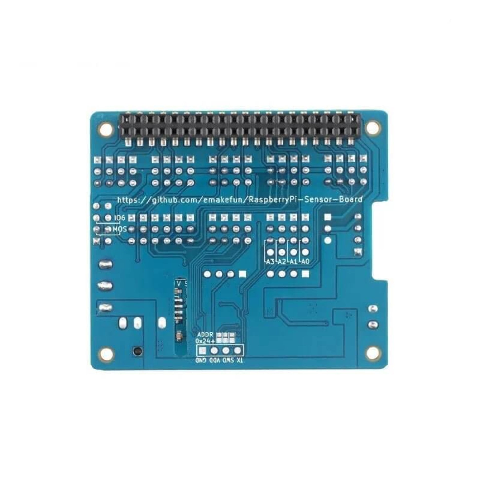 Raspberry Pi 4B GPIO Sensor Board for development, featuring 8-channel ADC and flexible power supply options.