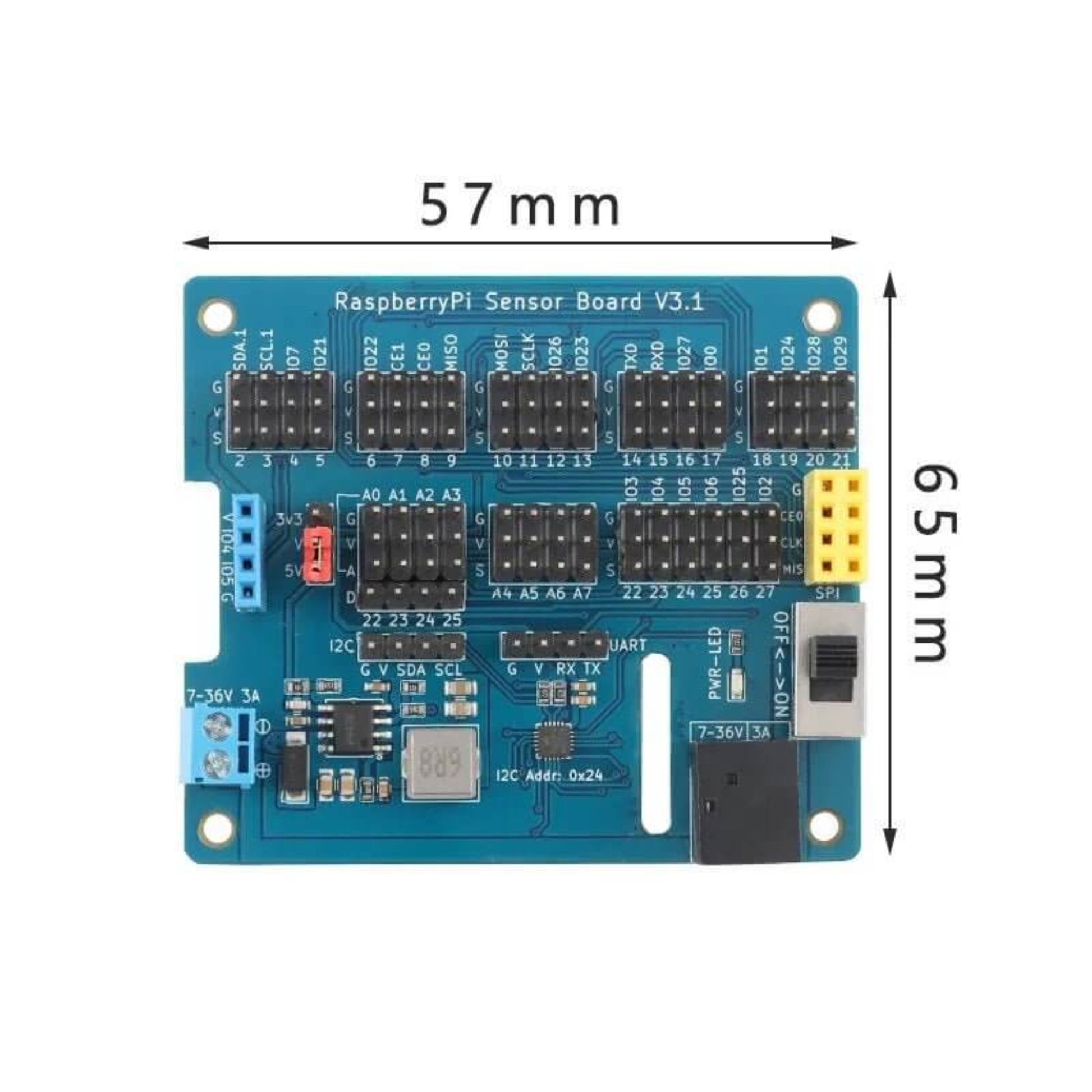 Raspberry Pi 4B GPIO sensor board V3.1 with multiple channels and connectors for enhanced development.