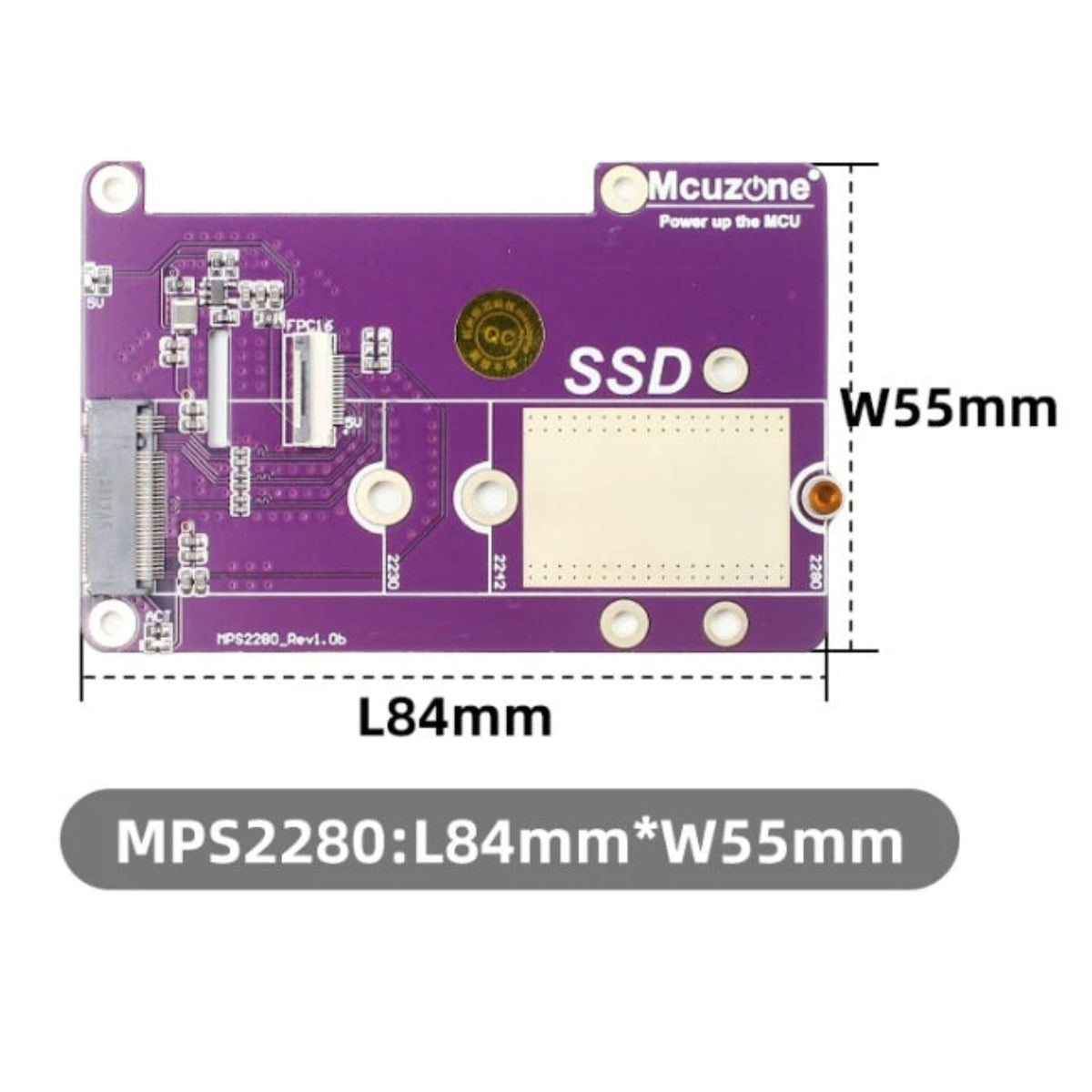 樹莓派5專用 MPS2280 SSD 擴展板尺寸為 84mm x 55mm。新昌電腦提供專業 STEM 教材及配件採購服務。