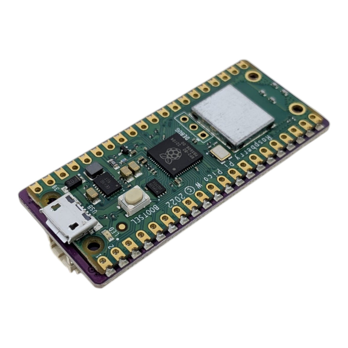 已預先焊接的 Raspberry Pi Pico W 核心模組，搭載 RP2040 雙核處理器及 Wi-Fi 晶片。