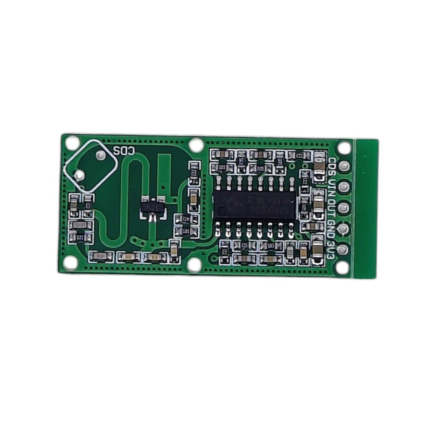 RCWL-0516 microwave radar sensor module front view with RCWL-9196 chip.