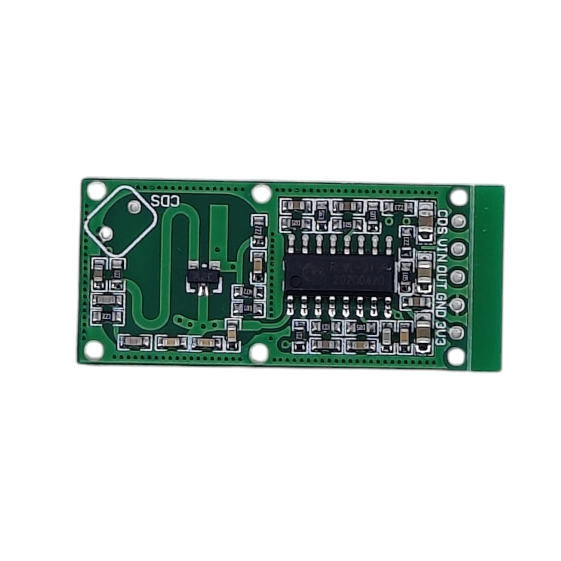 RCWL-0516 microwave radar sensor module front view with RCWL-9196 chip.