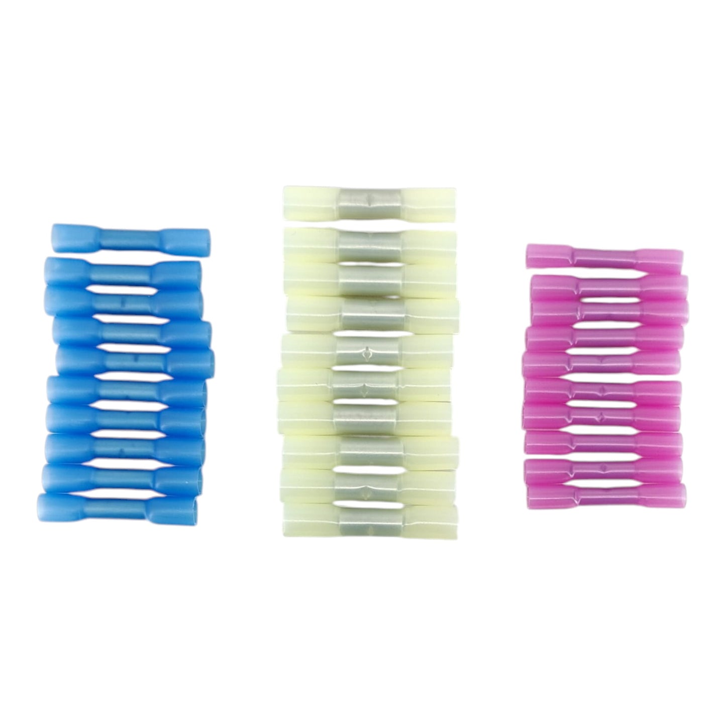 Assortment of red blue and yellow heat shrink electrical terminals