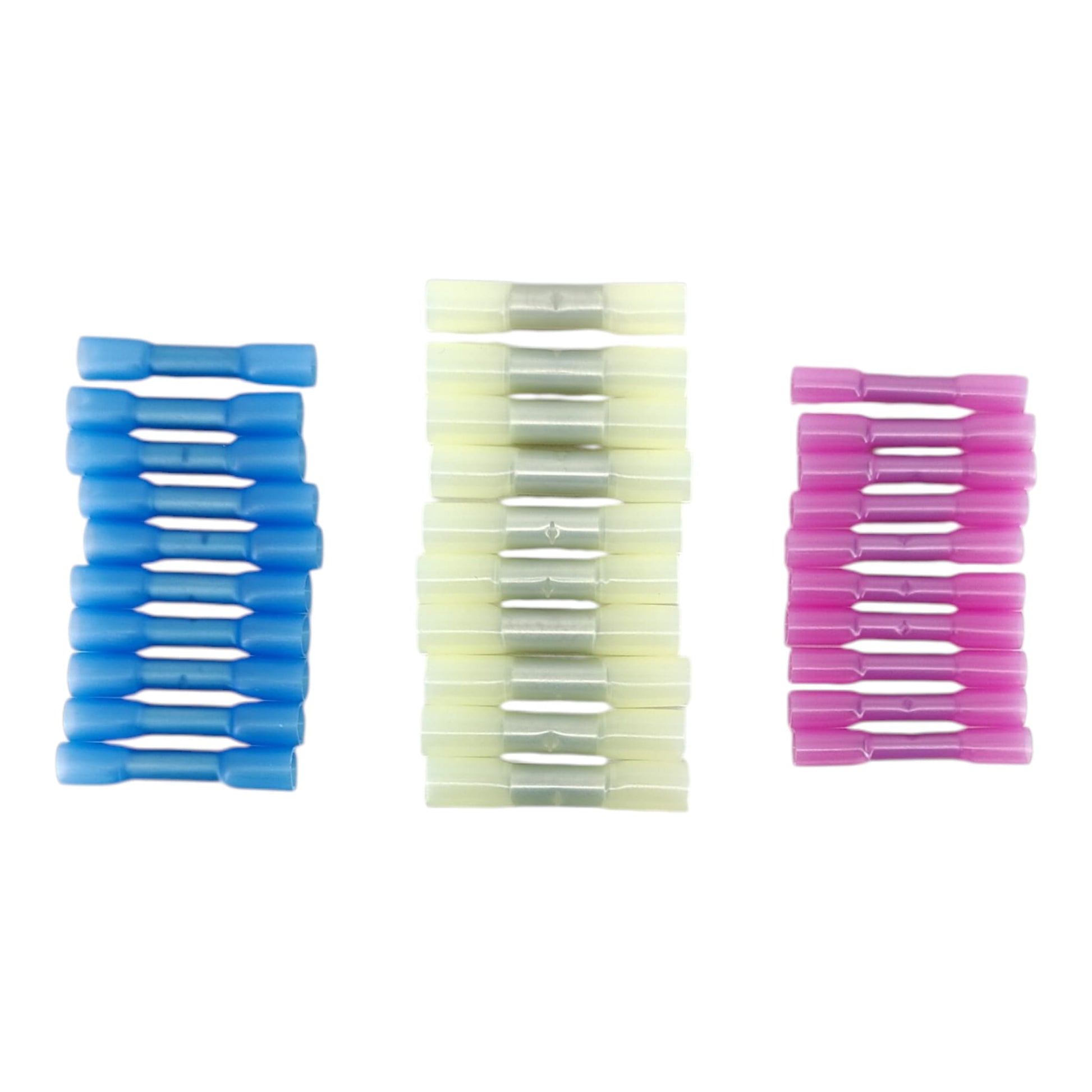Assortment of red blue and yellow heat shrink electrical terminals