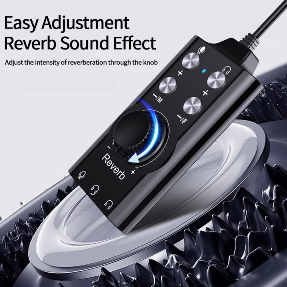 硬件級Reverb混響旋鈕，實時調校錄音室級別回音效果，輕鬆提升唱歌及直播氛圍。