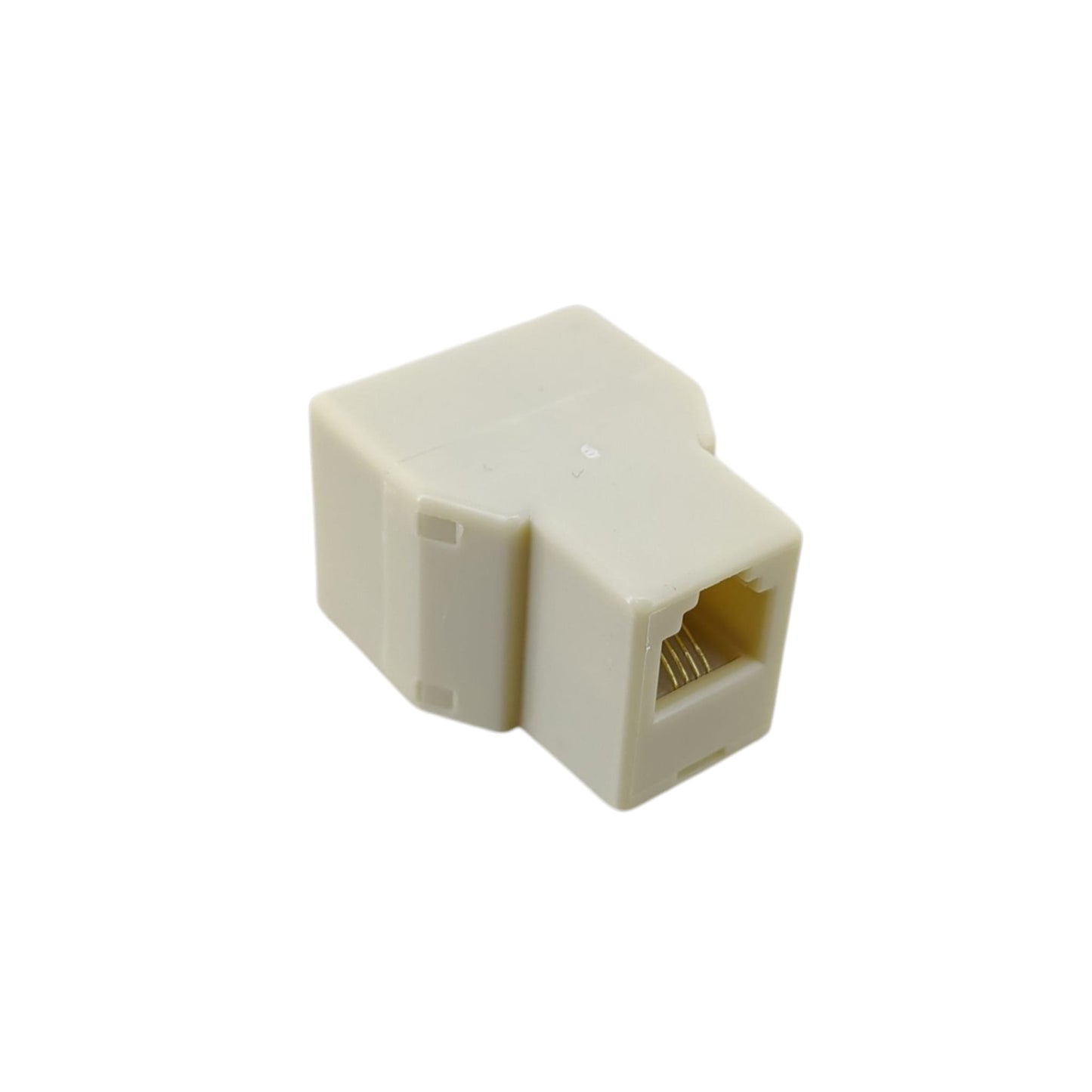 Back view of the RJ11 male plug adapter showing the plastic latch and sturdy construction.