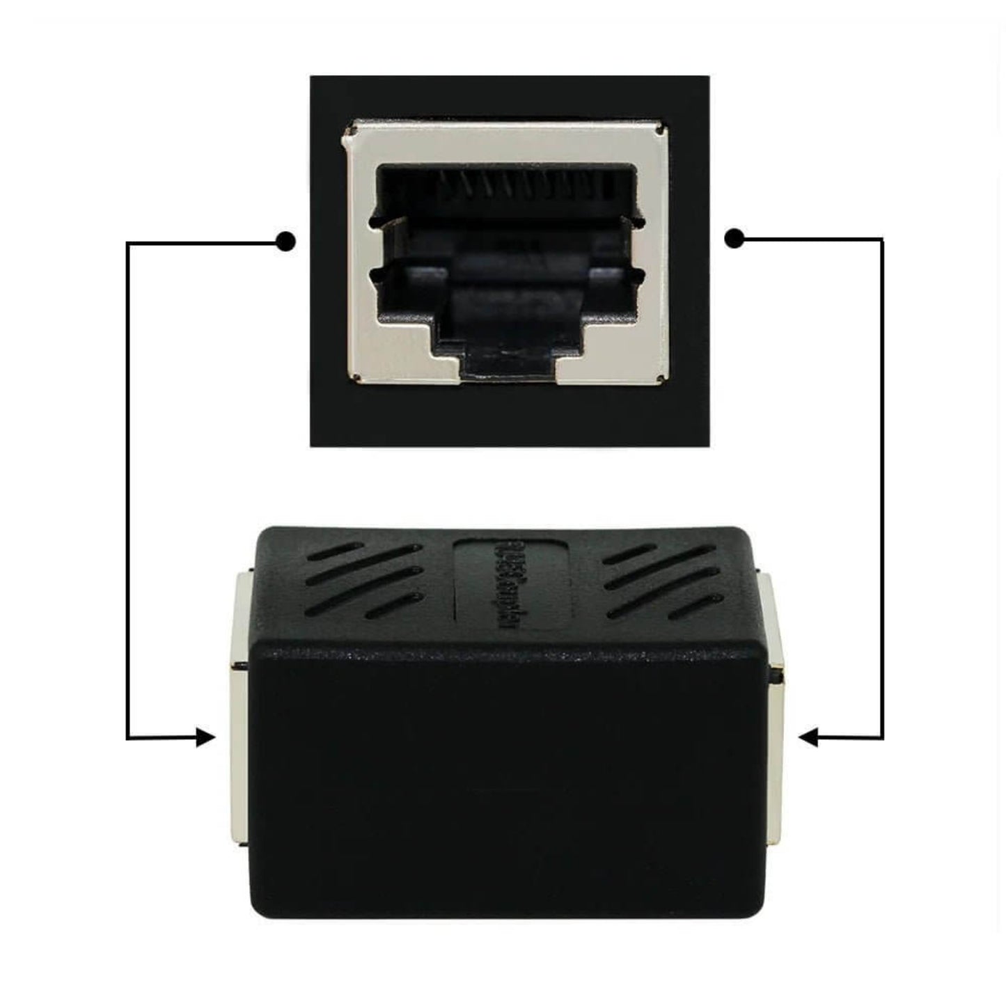 RJ45 Connector F/F Network Adapter 8P8C Coupler in Black for Ethernet Cable Extension