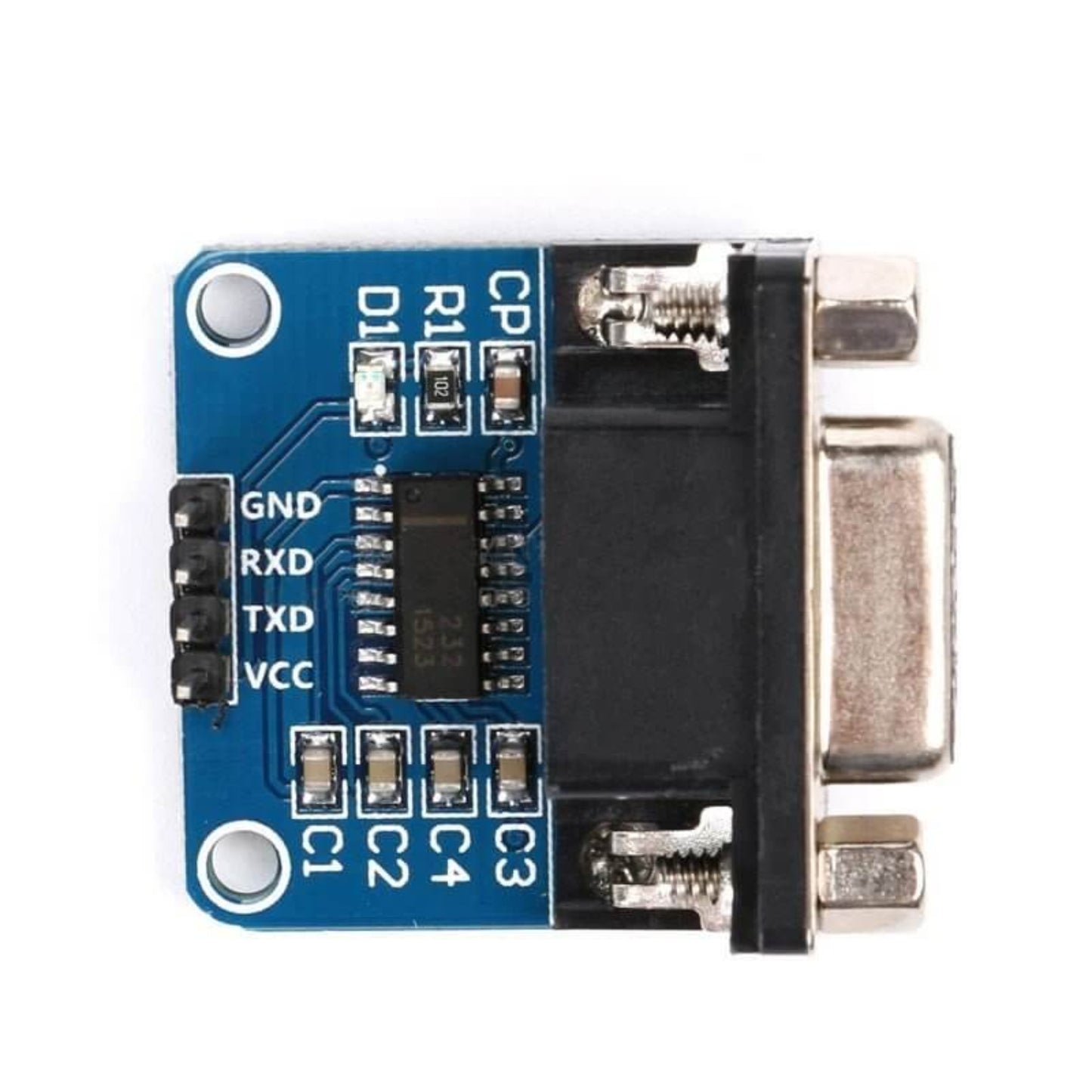 MAX3232 RS232 to TTL module with DB9 connector for Arduino projects and serial communications.