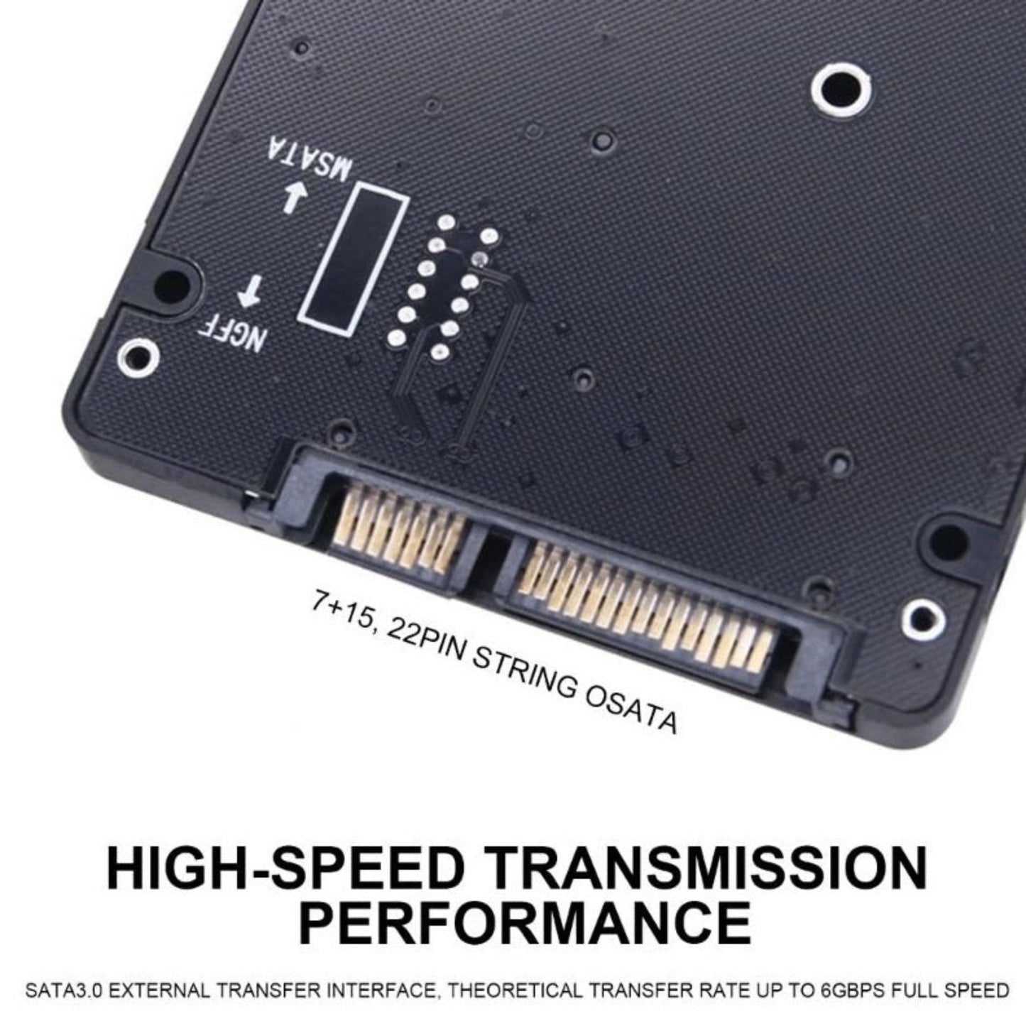 Close up of SATA 22-pin connector for high speed data transfer