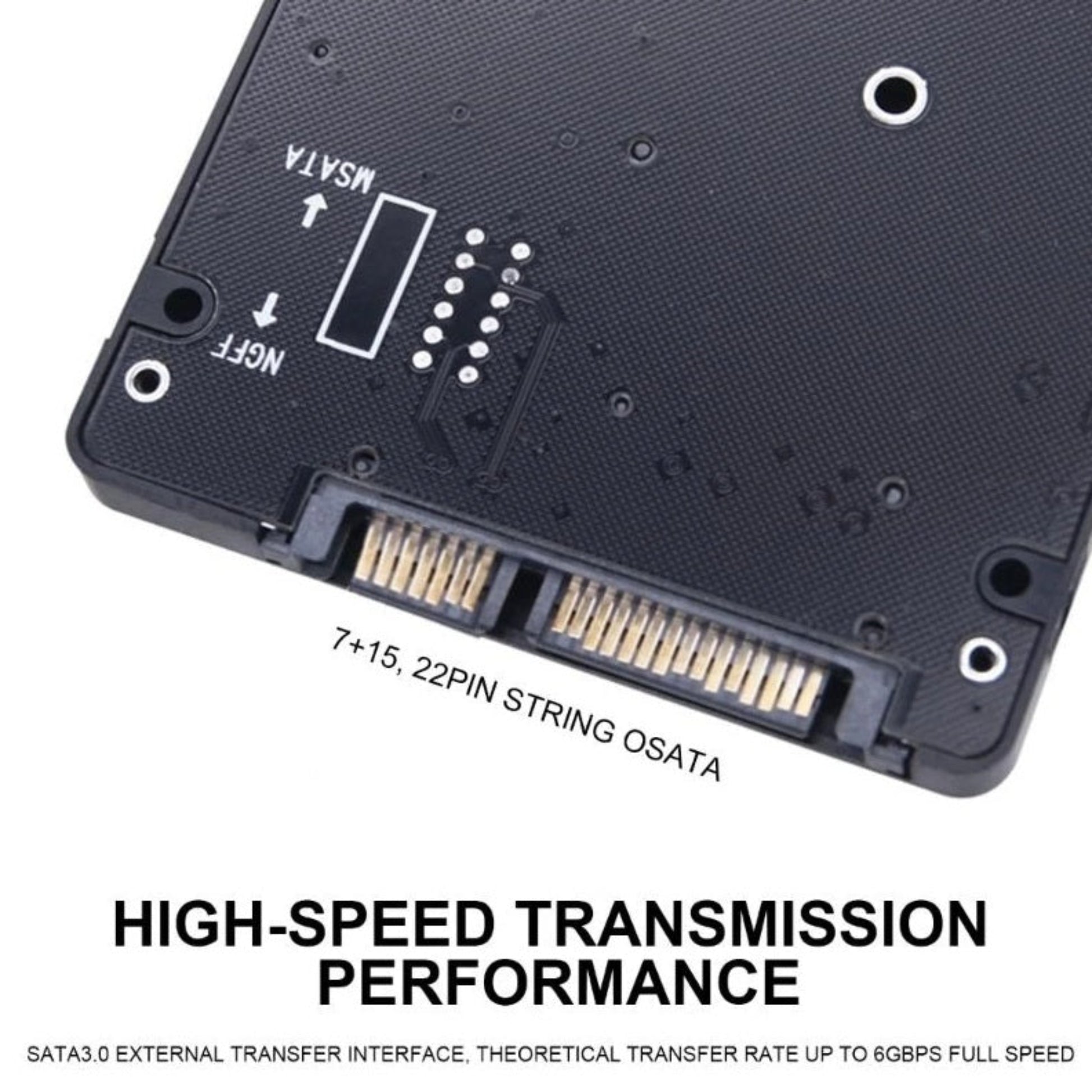 Close up of SATA 22-pin connector for high speed data transfer