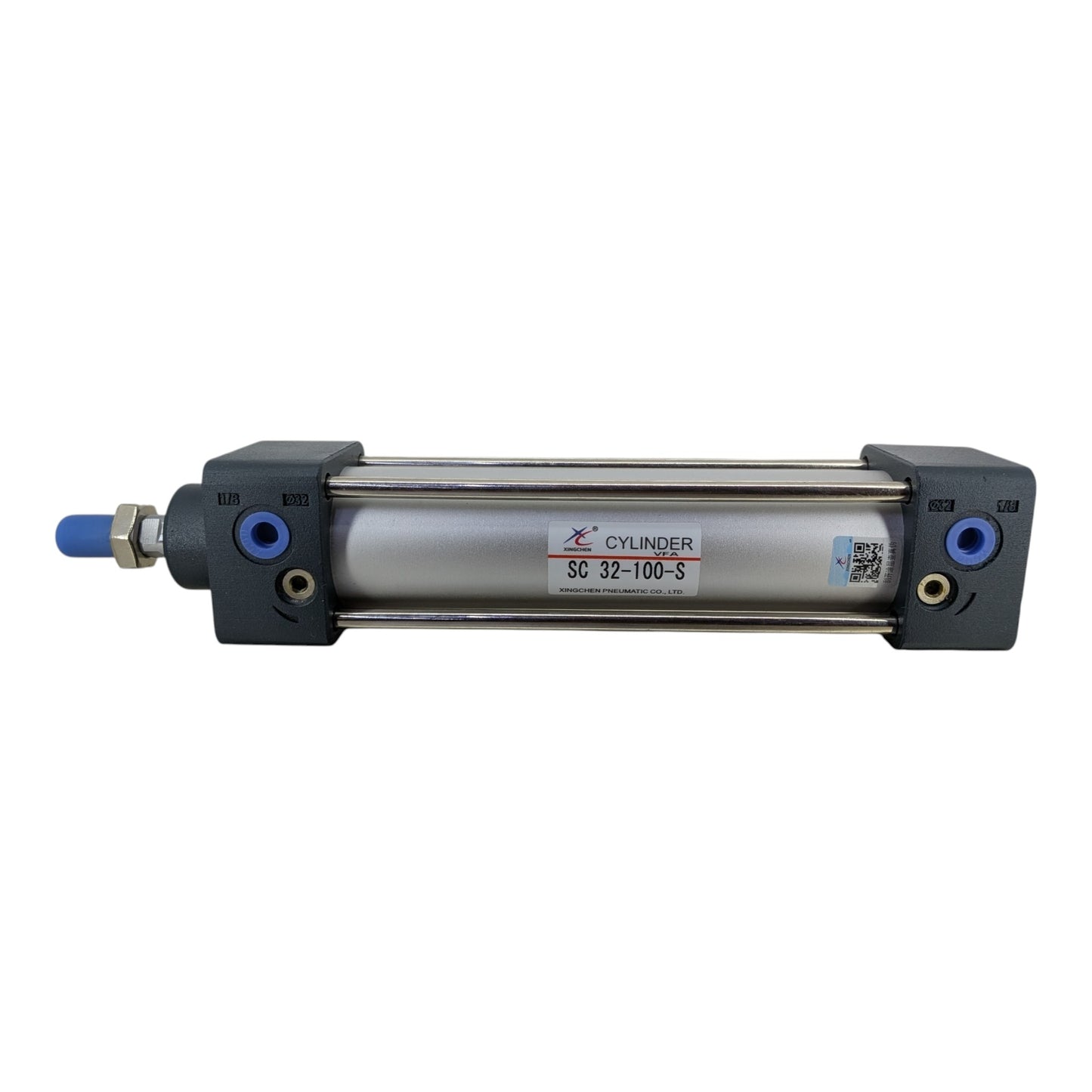 SC32-100-S 氣缸前端活塞桿特寫，做工精密耐用。大型電子五金百貨齊全配備，歡迎親臨深水埗門市選購及交流。