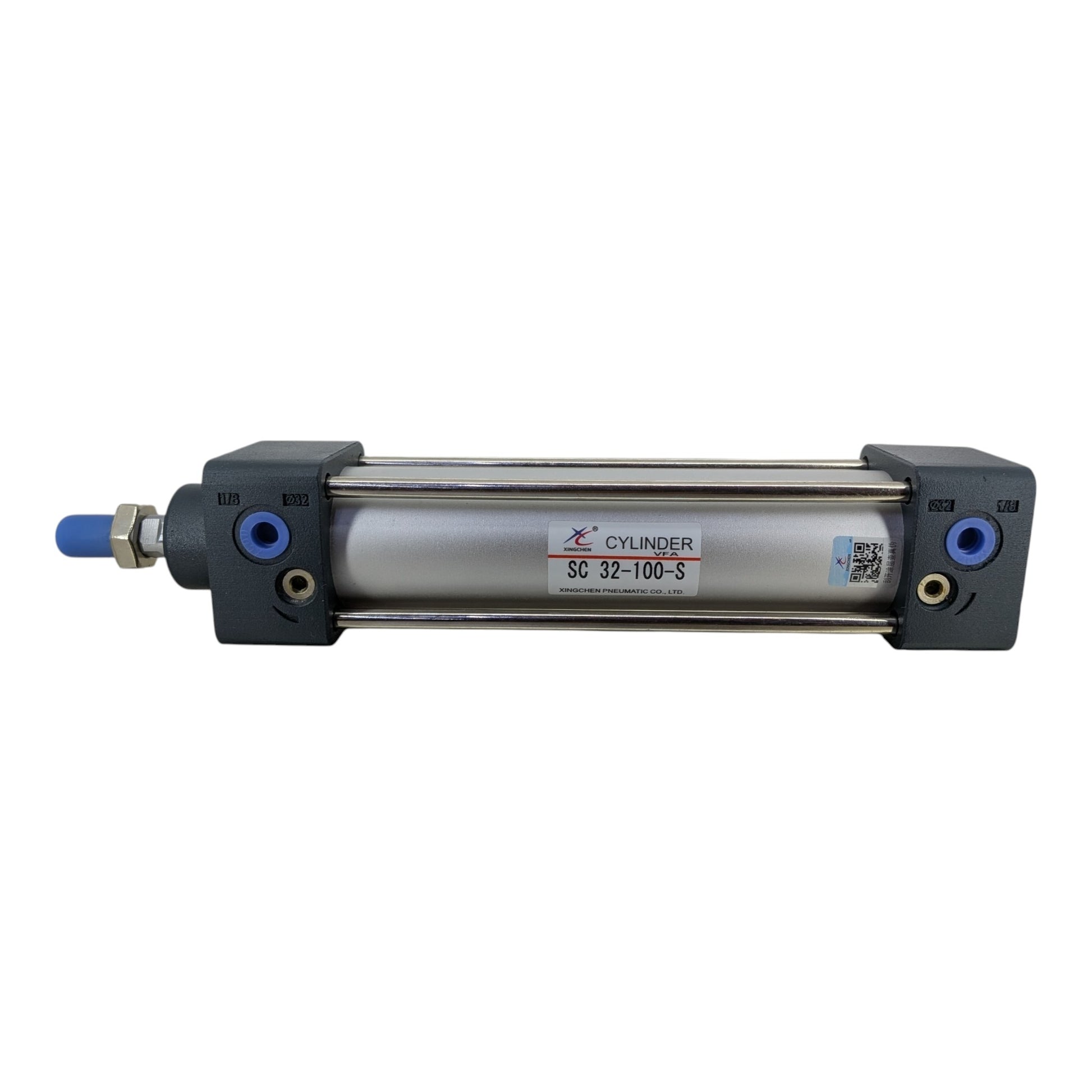 SC32-100-S 氣缸前端活塞桿特寫，做工精密耐用。大型電子五金百貨齊全配備，歡迎親臨深水埗門市選購及交流。