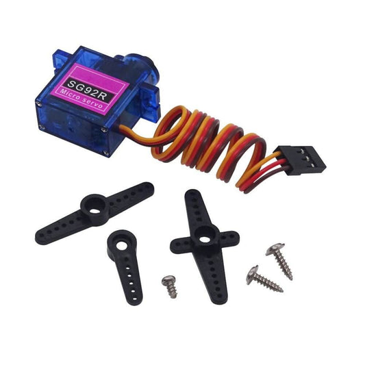 SG92R micro servo with 2.5KG torque, nylon carbon fiber gears for RC models, aeromodelling, and helicopters.