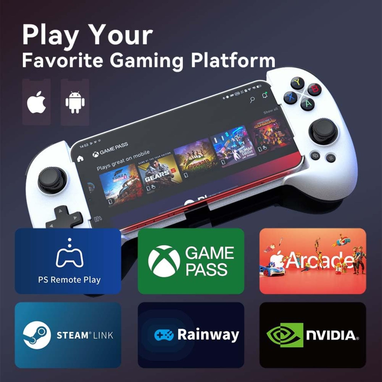 支援多款主流遊戲平台，包括 PS Remote Play、Xbox Game Pass、Steam Link 及 Apple Arcade 等，功能極之全面。