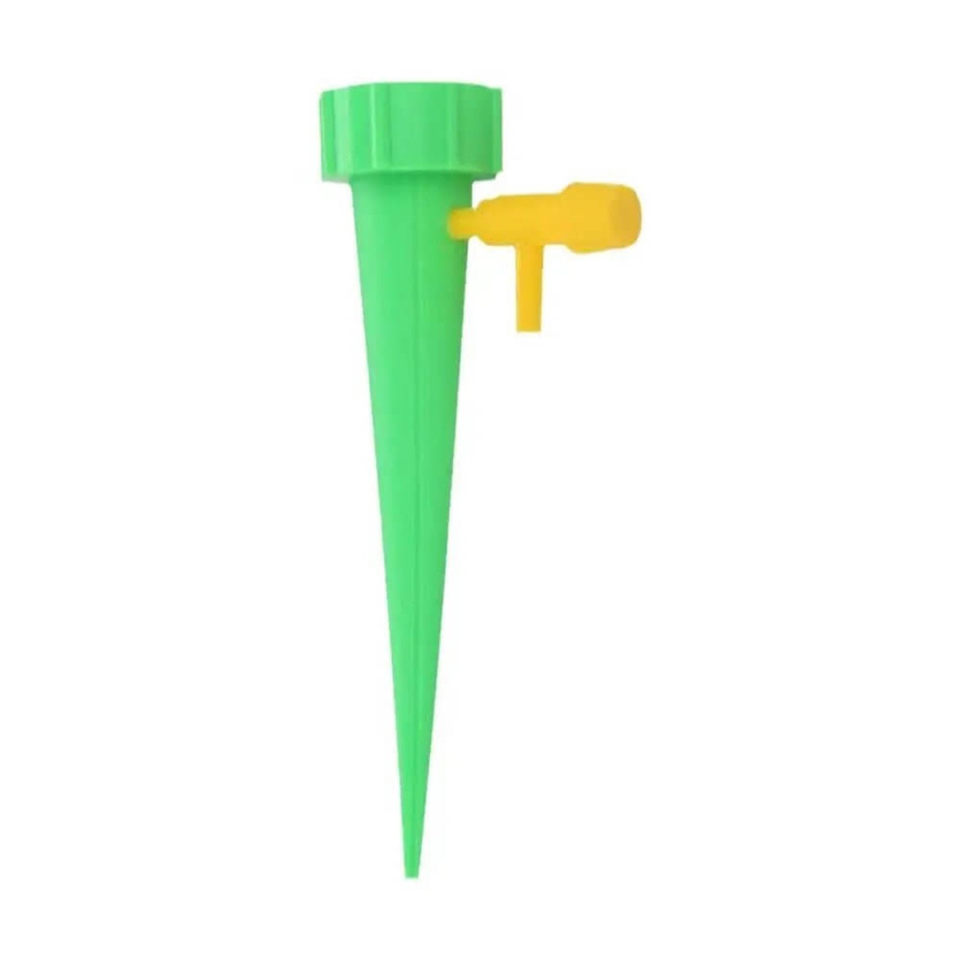 10pcs automatic drip self watering spike in green with adjustable valve for watering plants efficiently.