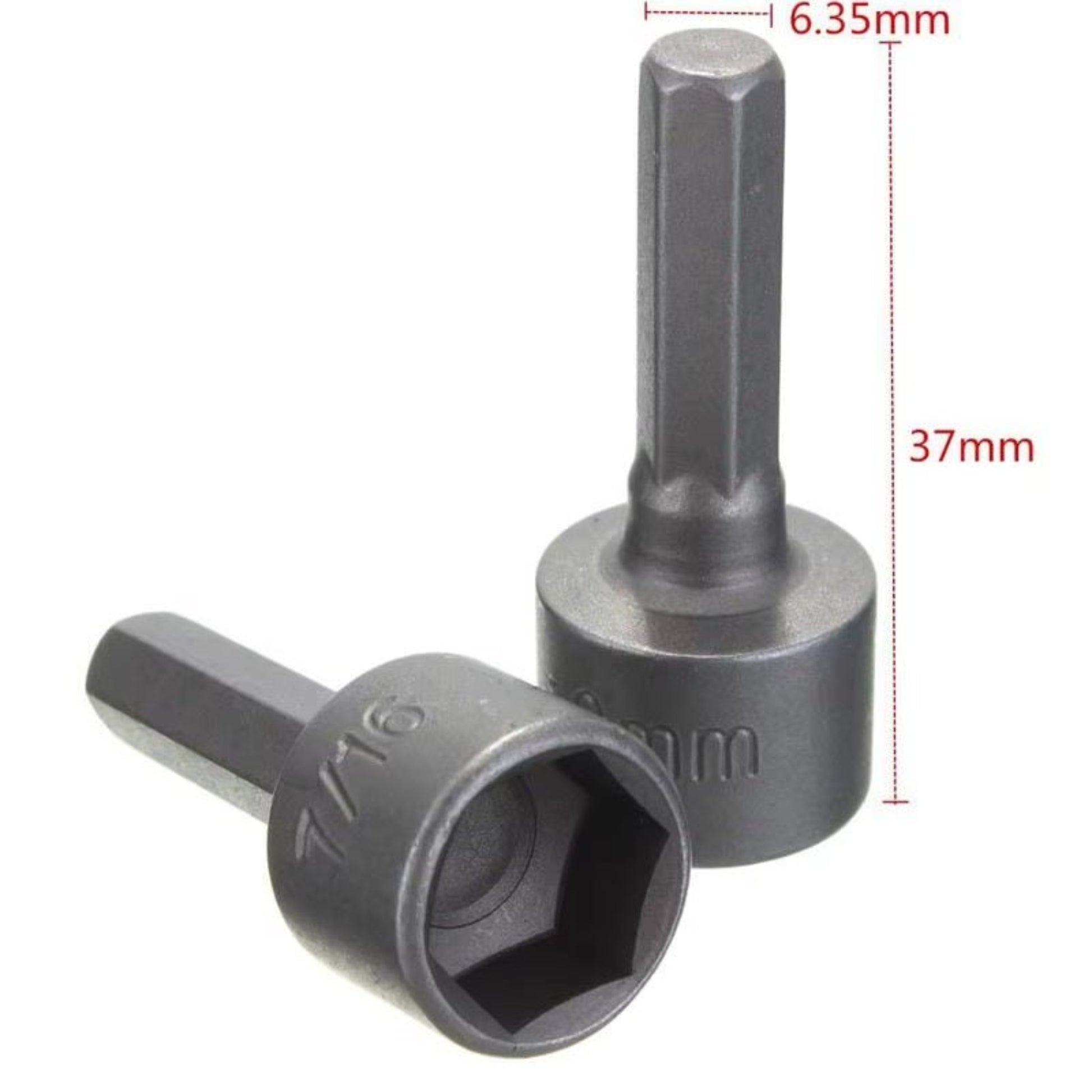 14PCS Hexagon Nut Driver Drill Bit set with 6.35mm hex shank, ideal for wood drilling and electric screwdrivers.