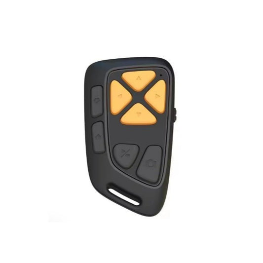 Bluetooth remote control for mobile devices, featuring intuitive buttons, ideal for selfies and presentations.