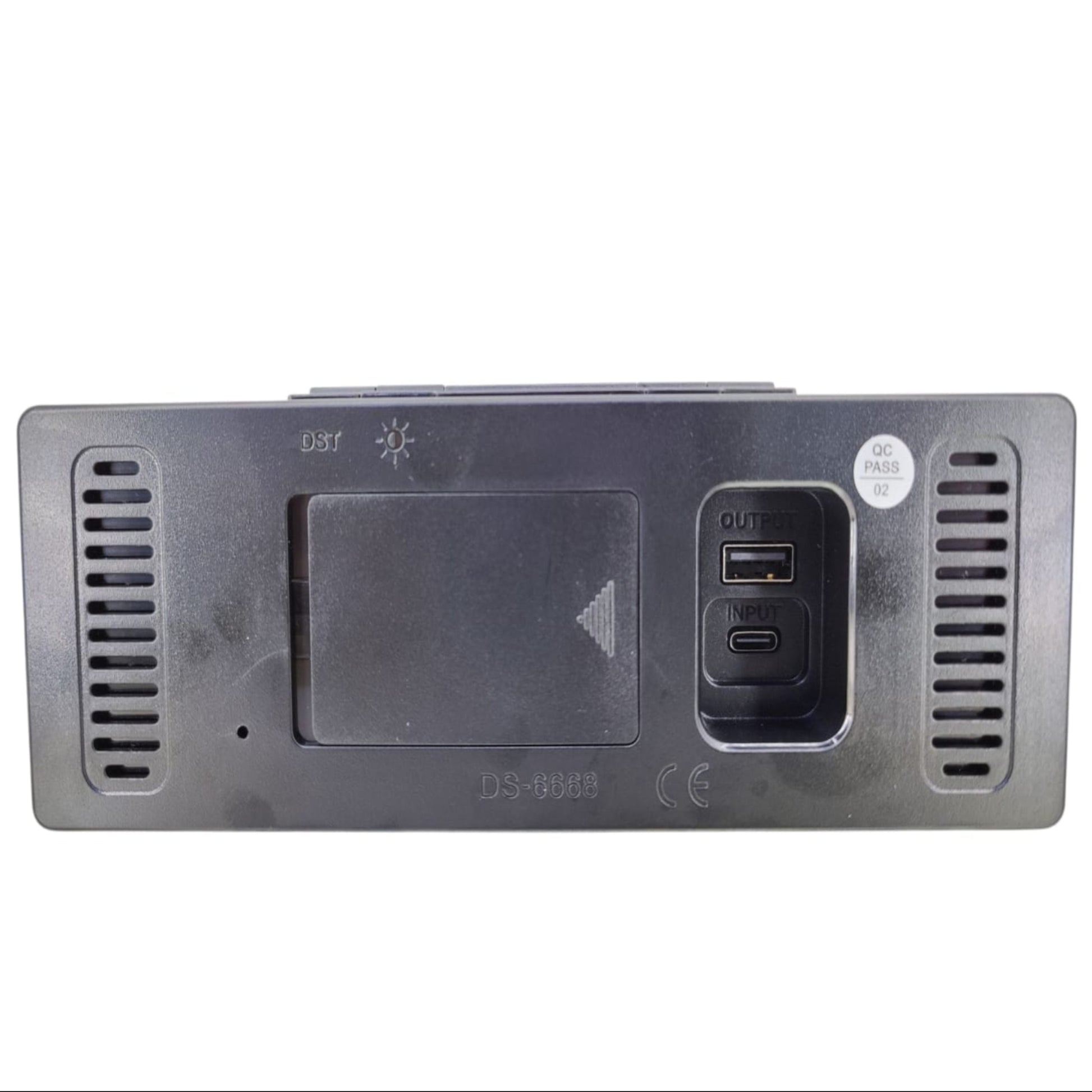 Back view of a Digital LED Alarm Clock showing ports and ventilation for improved functionality.