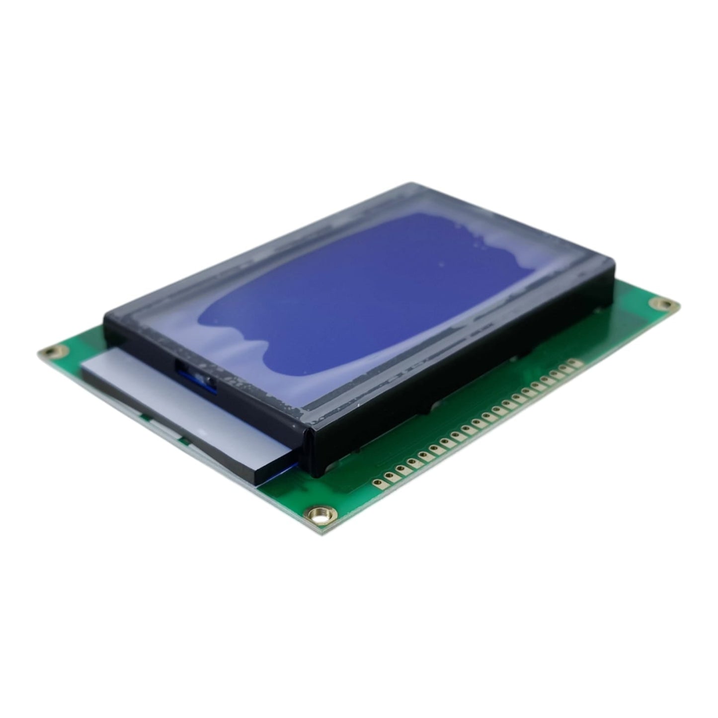 Angled view of 12864 LCD screen showing thickness and bezel.