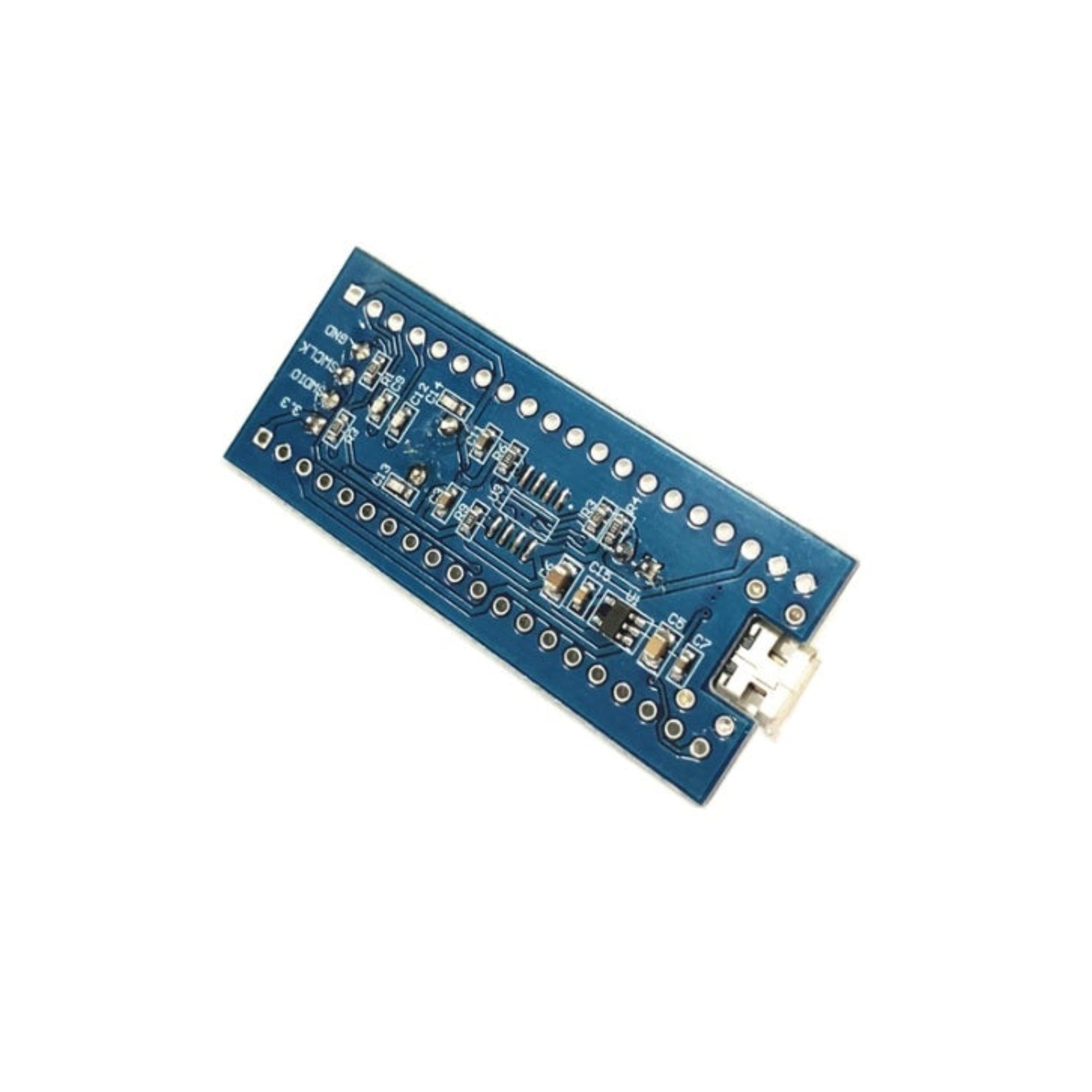 STM32F030C8T6 system board kit including unsoldered yellow header pins.