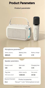 KTV Wireless Bluetooth Speaker with Two Microphone Portable Karaoke