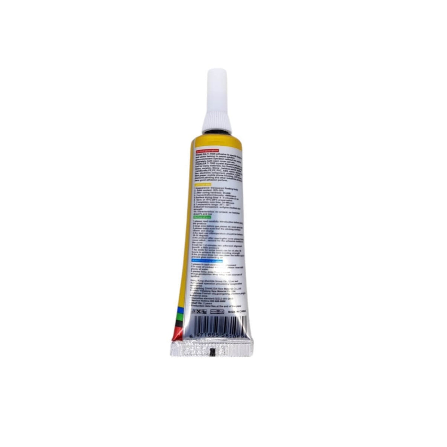 T7000 Glue 15ML tube back view, showcasing precision applicator tip and product details for cellphone and tablet repair.