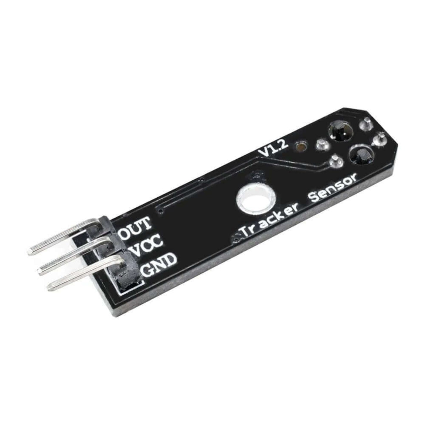 TCRT5000 Tracking Module for Arduino with IR reflection sensor and three connection pins for tracking applications.