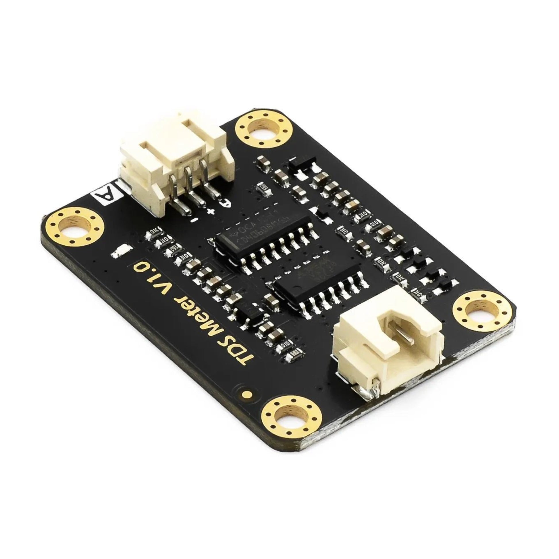 TDS sensor module for Arduino showcasing liquid quality monitor with connectors for easy integration.