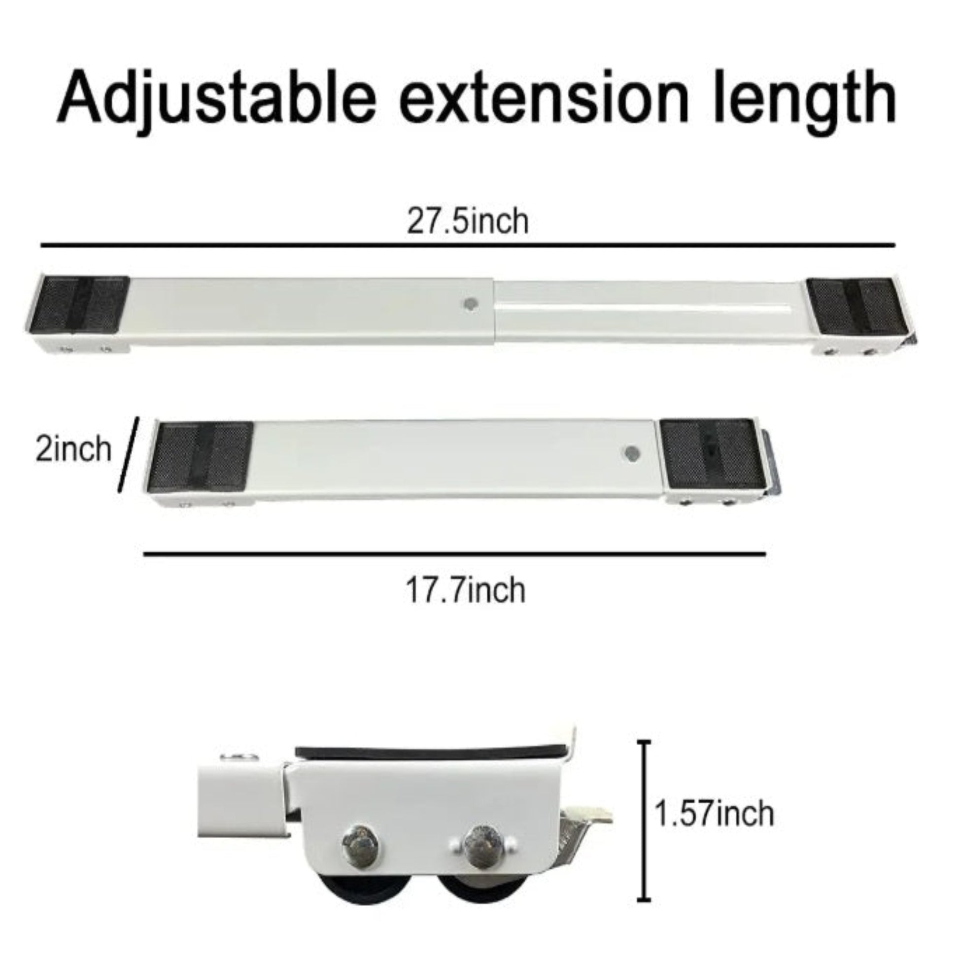 Dimensions of adjustable appliance roller showing 17.7 to 27.5 inches extension.