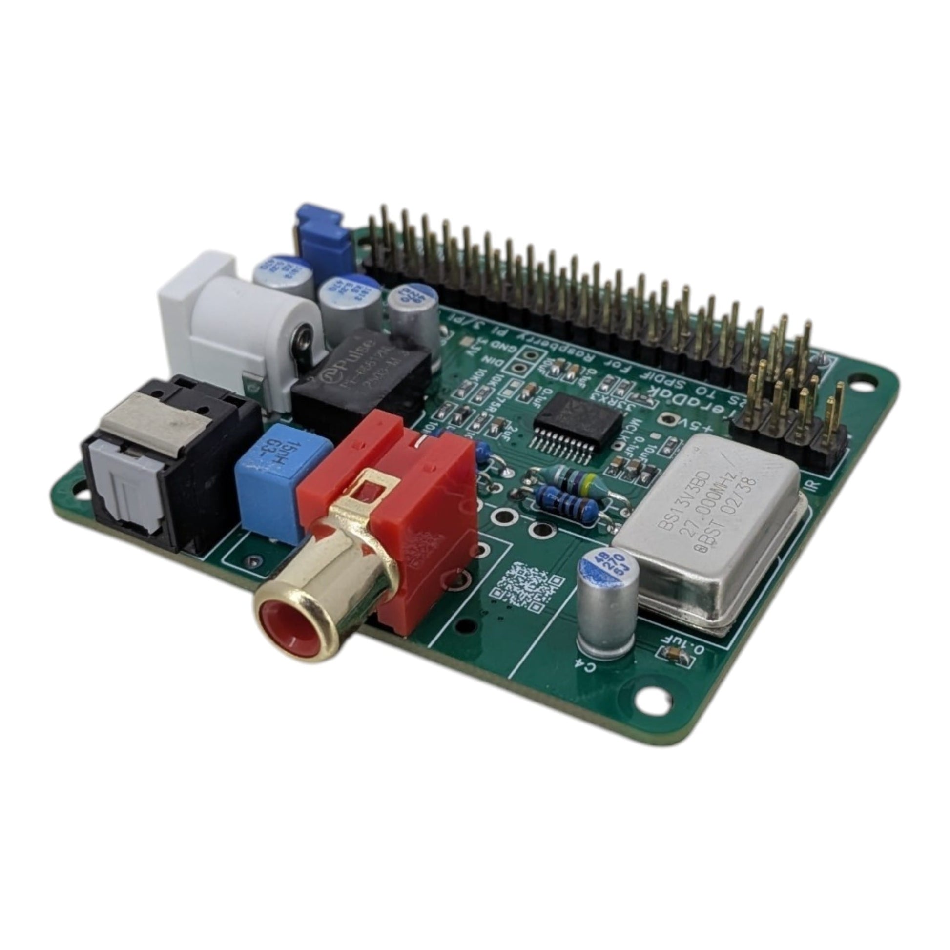 TeraDak HiFi 音效擴展板高精度晶振及同軸端子特寫。適合 DIY 音響玩家，新昌電腦提供完善售後服務。