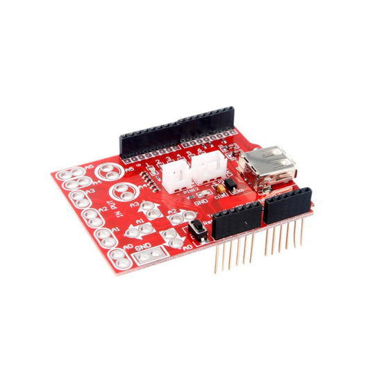 Arduino 專用觸控鍵盤擴展板正面特寫，展示 6 個鱷魚夾輸入端及獨立 LED 指示燈，是香港 STEM 教育的熱門教材。