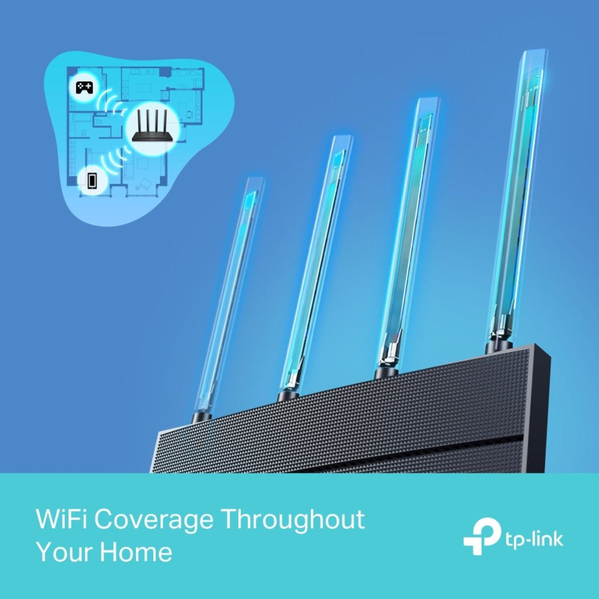 TP-Link Archer AX12 Router showcasing WiFi coverage capabilities for seamless connections in your home.