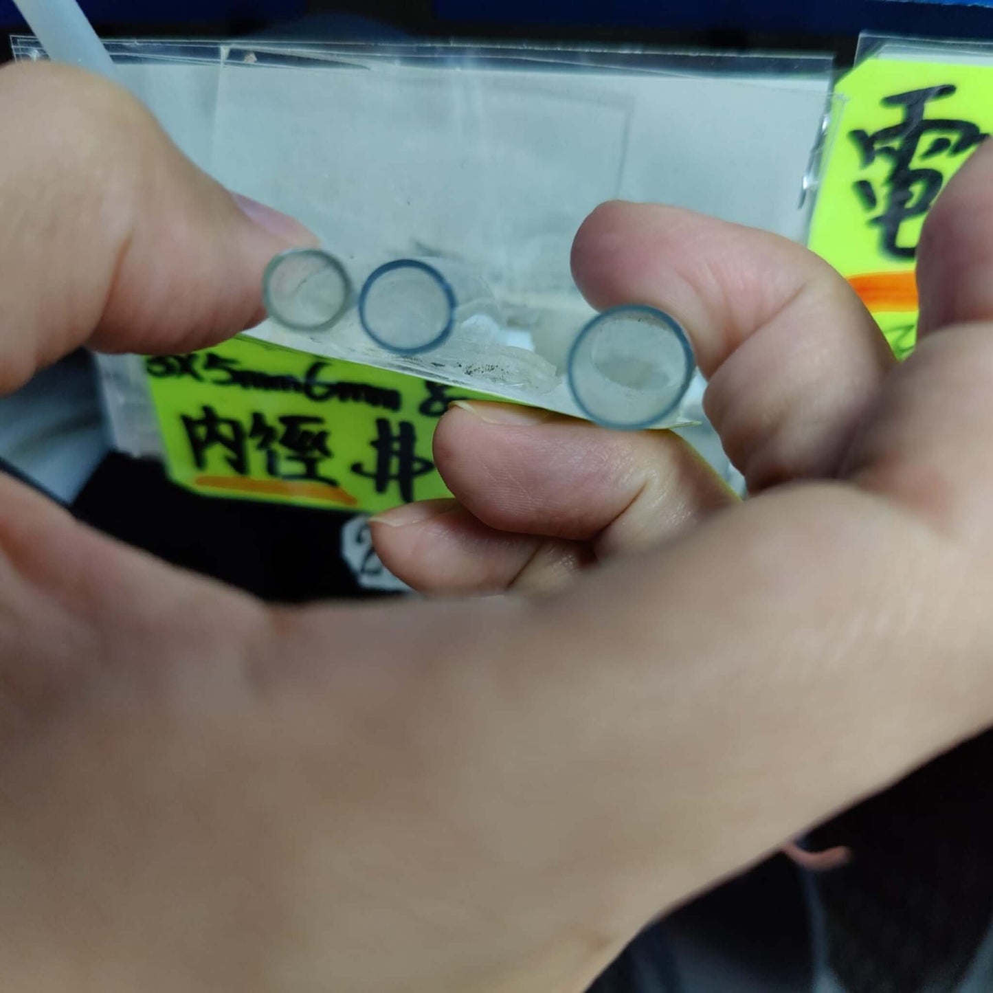 Close up comparison of 6mm, 8mm, and 10mm PVC tube openings.