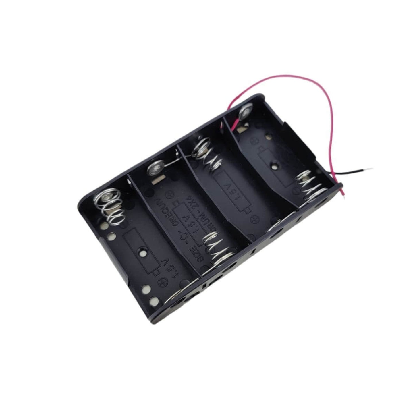1/2/3/4 Slot Type C battery holder with wires for DIY projects, supports No. 2 batteries, compact design.