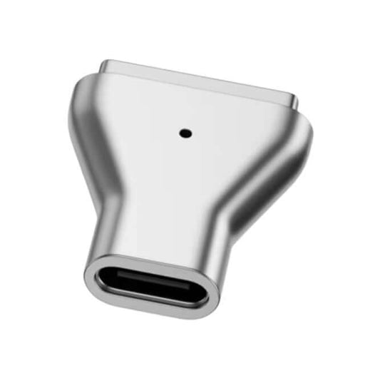 Type-C to MagSafe 2 Magnetic Charging Adapter, silver connector for modern MacBook power delivery.
