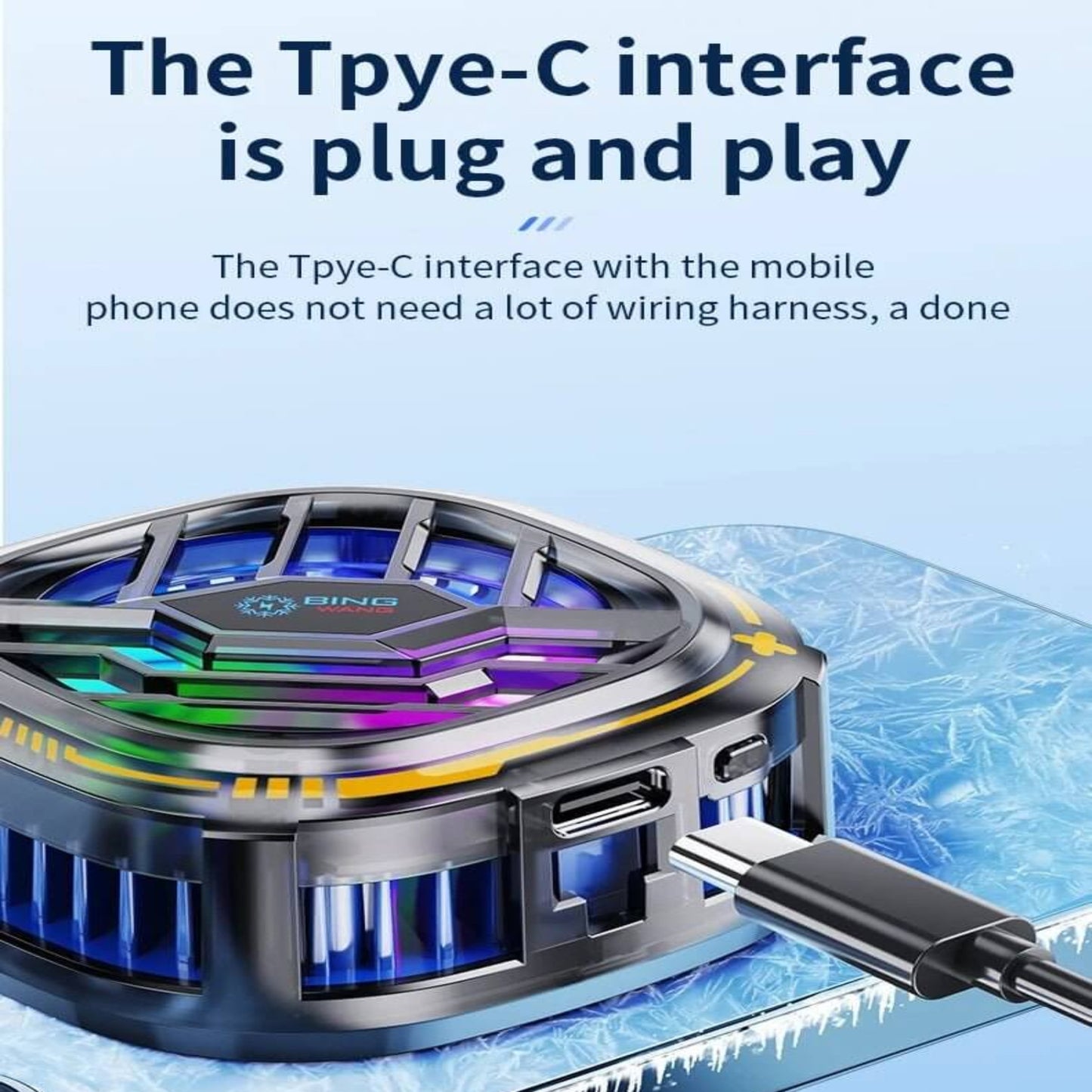 採用 Type-C 接口供電，插即用，支援邊充邊玩長效散熱。