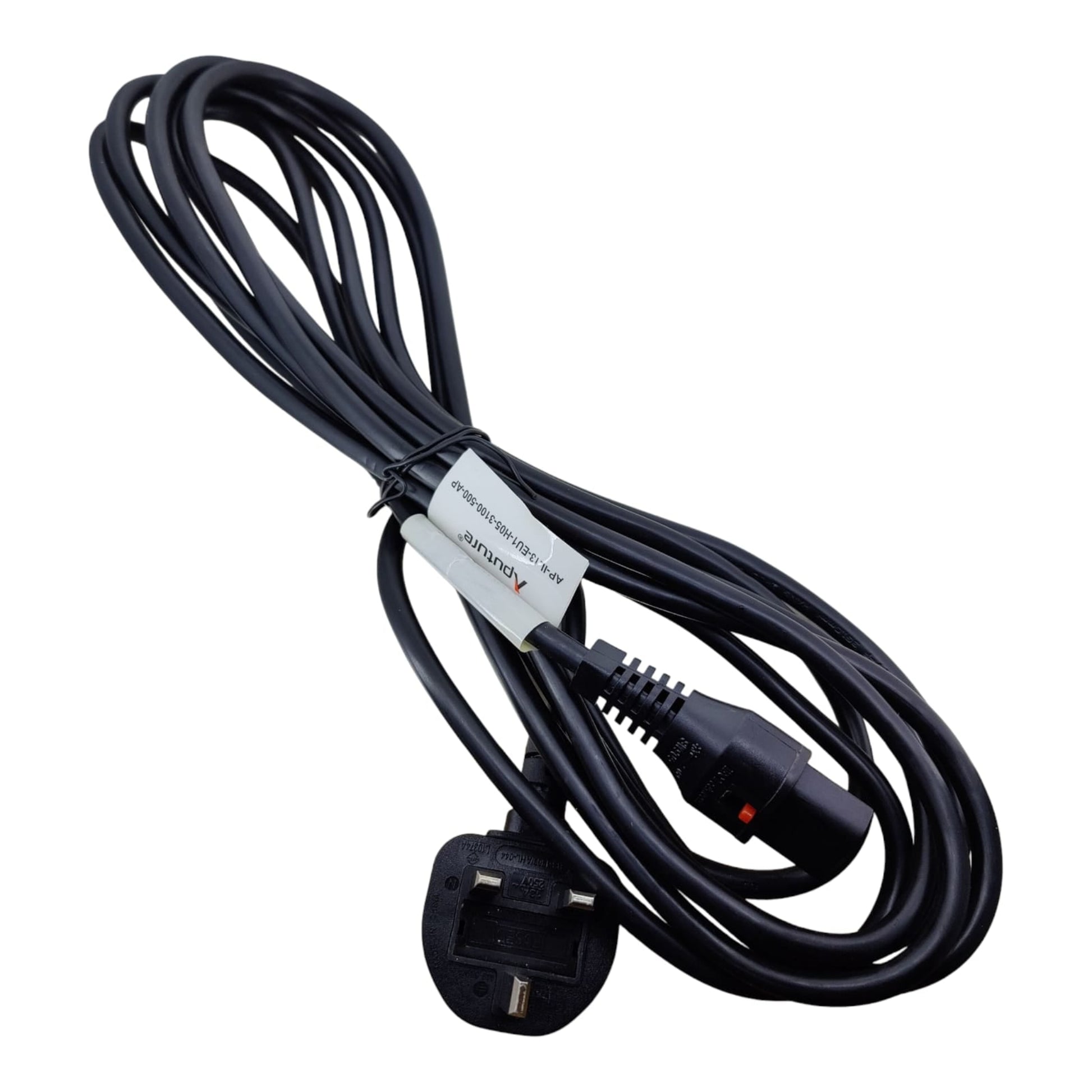 5 meter UK plug to C13 power lead for extra-long reach, ideal for studio lighting equipment like Aputure.