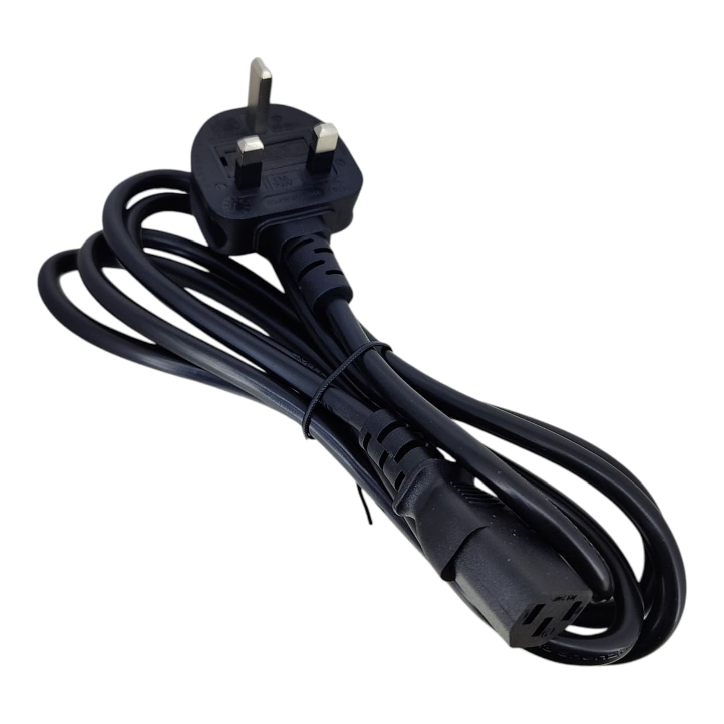 Full view of UK to C13 power cable with 1.0mm² thick wire.