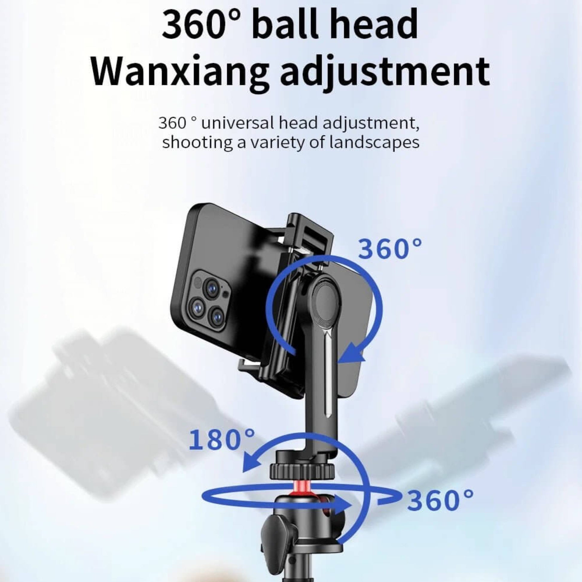 360-degree universal ball head adjustment and 180-degree neck rotation for any shooting angle.